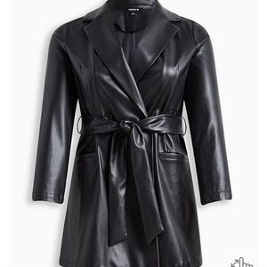 🆕️🖤 3X FAUX LEATHER TIE WAIST JACKET - BLACK🖤
